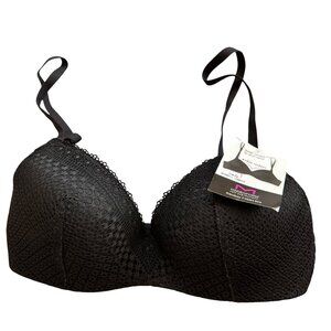 Maidenform Self Expressions Wireless T-Shirt Bra 38D Black Lace Modern Neckline
